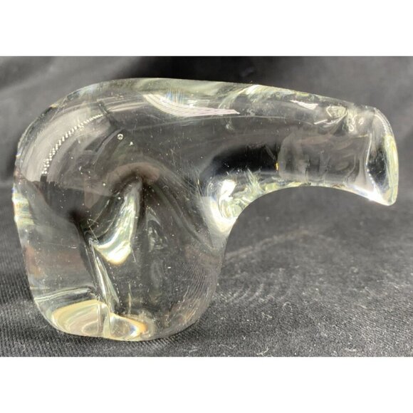 Blown Glass Polar Bear Crystal Clear Figurine Paperweight 3.75" Vintage - Picture 1 of 7